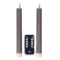 Anna Collection LED dinerkaarsen - 2x - taupe kleur - 23 cm