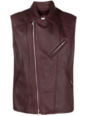 Brunello Cucinelli veste de moto en peau de mouton - Rouge