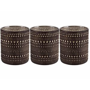 Set van 3x stuks theelichthouders/waxinelichthouders glas bruin 8 cm