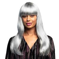 Verkleedpruik voor dames - zilver/wit - glitter and glamour/prinses/disco - Carnaval - lang haar
