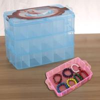 Grote opbergdoos drie laag grote 36 slots kunststof ambachtelijke accessoires baarden sieraden opbergdoos container Home organisator (blauw)