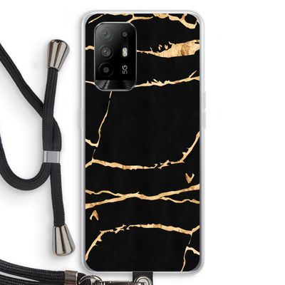Gouden marmer: Oppo A95 5G Transparant Hoesje met koord
