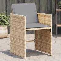 Tuinstoelen 4 st met kussens poly rattan gemengd beige - thumbnail