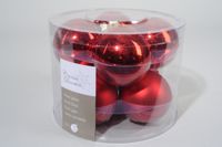 8 kerstballen kerstrood glans-mat 70 mm - Ksd