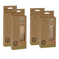 BBQ/verjaardag/camping bestek set - mes en vork - 80 personen - hout - 16cm - eco friendly - wegwerp - thumbnail