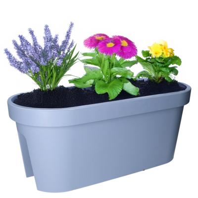 Balkon plantenpot/bloempot - blauw - 60 x 25 cm - ovaal - kunststof