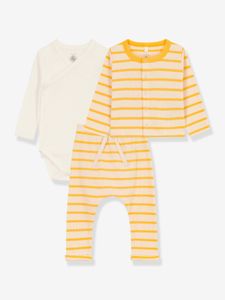 3-delige geboorteset in biologisch katoen PETIT BATEAU beige