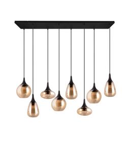 Trio 8-lichts hanglampLumina met amber glas - 317000813