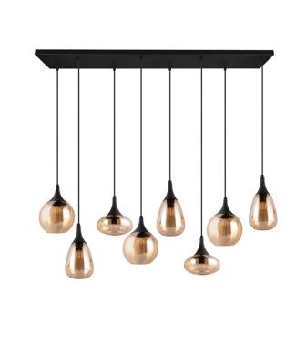 Trio 8-lichts hanglampLumina met amber glas - 317000813