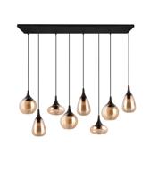 Trio 8-lichts hanglampLumina met amber glas - 317000813