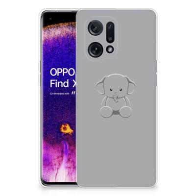OPPO Find X5 Telefoonhoesje met Naam Grijs Baby Olifant OPPO Find X5 Telefoonhoesje met Naam Grijs Baby Olifant
