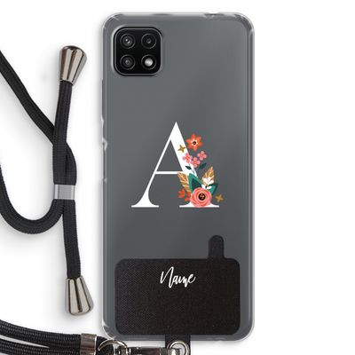 Pink Bouquet: Samsung Galaxy A22 5G Transparant Hoesje met koord