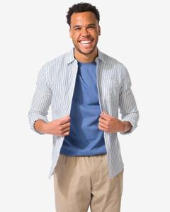 HEMA Herenoverhemd Strepen Middenblauw (middenblauw)