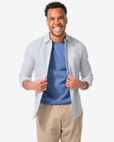 HEMA Herenoverhemd Strepen Middenblauw (middenblauw)