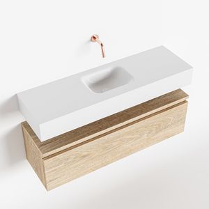 Toiletmeubel Mondiaz Andor | 100 cm | Meubelkleur Washed oak | Lex vrijhangend wastafel Talc Midden | Zonder kraangat