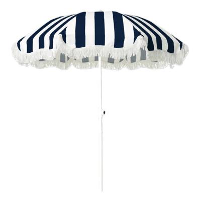 Strand parasol Jakarta - D180 cm - blauw/wit - strepen - inklapbaar - zomer