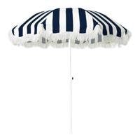 Strand parasol Jakarta - D180 cm - blauw/wit - strepen - inklapbaar - zomer