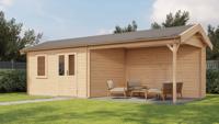 Lugarde Select Blokhut met overkapping Voorst 400x300cm + 400cm - Onbehandeld- Zadeldak- - Lugarde Select Lugarde Select Blokhut met overkapping Voorst 400x300cm + 400cm - Onbehandeld- Zadeldak- - Lugarde Select