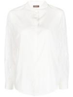 Peserico chemise en soie ornée de plumes à sequins - Blanc