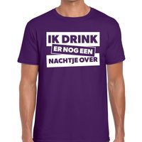 Ik drink er nog een nachtje over tekst t-shirt paars heren