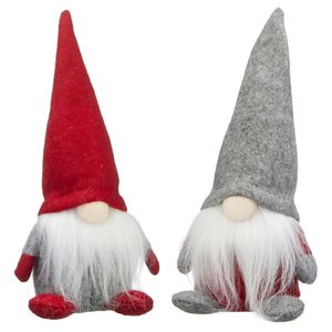 Set van 2x pluche gnome/dwerg decoratie poppen/knuffels 18 cm