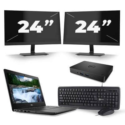 Dell Latitude 3490 - Intel Core i3-8e Generatie - 14 inch - 8GB RAM - 256GB SSD - Windows 11 + 2x 24 inch Monitor