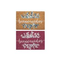 Deurmat DKD Home Decor Grijs Roze Bruin Rubber Wit 2 Stuks Kokosvezel (60 x 40 x 1,5 cm)