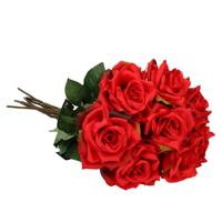 Kunstbloem Roos Emily - 8x - 66 cm - rood - polyester - kunststof - kunstbloemen Kunstbloem Roos Emily - 8x - 66 cm - rood - polyester - kunststof - kunstbloemen