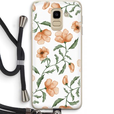 Peachy flowers: Samsung Galaxy J6 (2018) Transparant Hoesje met koord