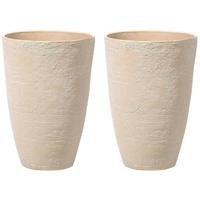 Beliani - CAMIA - Bloempot set van 2 - Beige - 43 cm - Stenenmix