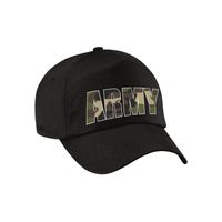 Militairen leger pet / cap army met camouflage letters zwart voor volwassenen - thumbnail