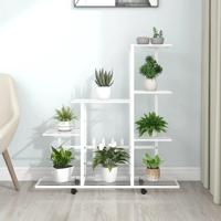 Bloemenstandaard met wielen 94,5x25x92,5 cm metaal wit