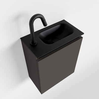 Toiletmeubel Mondiaz Ture | 40 cm | Meubelkleur Dark grey | Eden wastafel Urban Rechts | 1 kraangat
