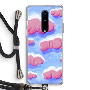 Roze wolken met vogels: OnePlus 8 Transparant Hoesje met koord