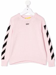 Off-White Kids pull Off Stamp à col ras du cou - Rose