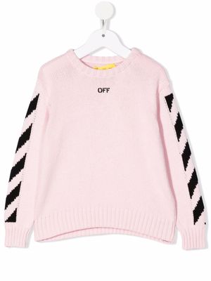 Off-White Kids pull Off Stamp à col ras du cou - Rose