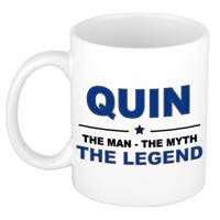 Quin cadeau mok - man myth legend - naam koffiemok / beker - wit en blauw - 300 ml