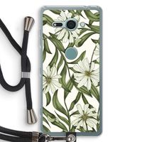 Wit bloemenpatroon: Sony Xperia XZ2 Compact Transparant Hoesje met koord