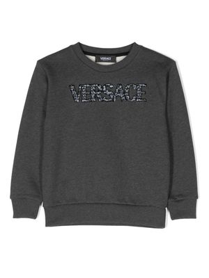 Versace Kids sweat à logo appliqué - Gris