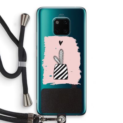 Zwart-wit cactus: Huawei Mate 20 Pro Transparant Hoesje met koord