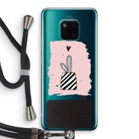 Zwart-wit cactus: Huawei Mate 20 Pro Transparant Hoesje met koord