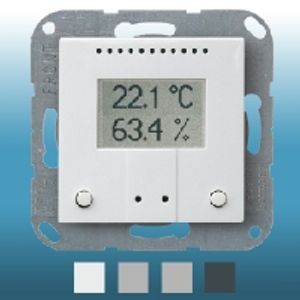 ELS 70374 KNX TH-B-UP  - EIB, KNX indoor sensor for temperature and humidity with display and buttons, with heating controller and ventilation controller, aluminum, ELS 70374 KNX TH-BUP