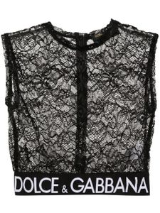 Dolce & Gabbana haut crop à logo en jacquard - Noir