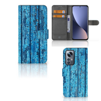 Xiaomi 12 Pro Book Style Case Wood Blue