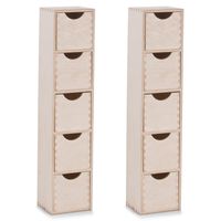 Kantoor organizer ladeblok - 2x - 5 lades - 12 x 13 x 60 cm - hout - thumbnail