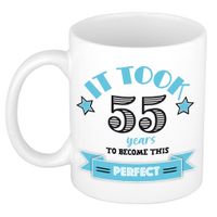 Verjaardag cadeau mok 55 jaar - blauw - grappig - 300 ml - keramiek Verjaardag cadeau mok 55 jaar - blauw - grappig - 300 ml - keramiek