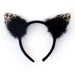 Diadeem met luipaard/katten oortjes - zwart- meisjes/dames - Carnaval verkleed oren