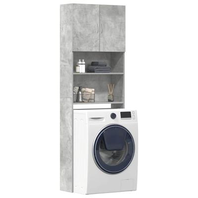 Wasmachinekast 64x24x190 cm bewerkt hout betongrijs