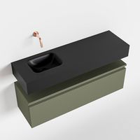 Toiletmeubel Mondiaz Andor | 100 cm | Meubelkleur Army | Lex vrijhangend wastafel Urban Links | Zonder kraangat