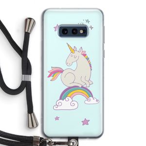 Regenboog eenhoorn: Samsung Galaxy S10e Transparant Hoesje met koord